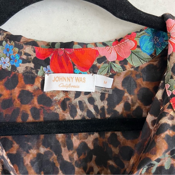 Johnny Was Cheetah Long Shirt Dress, Silk Coverup - Picture 8 of 15